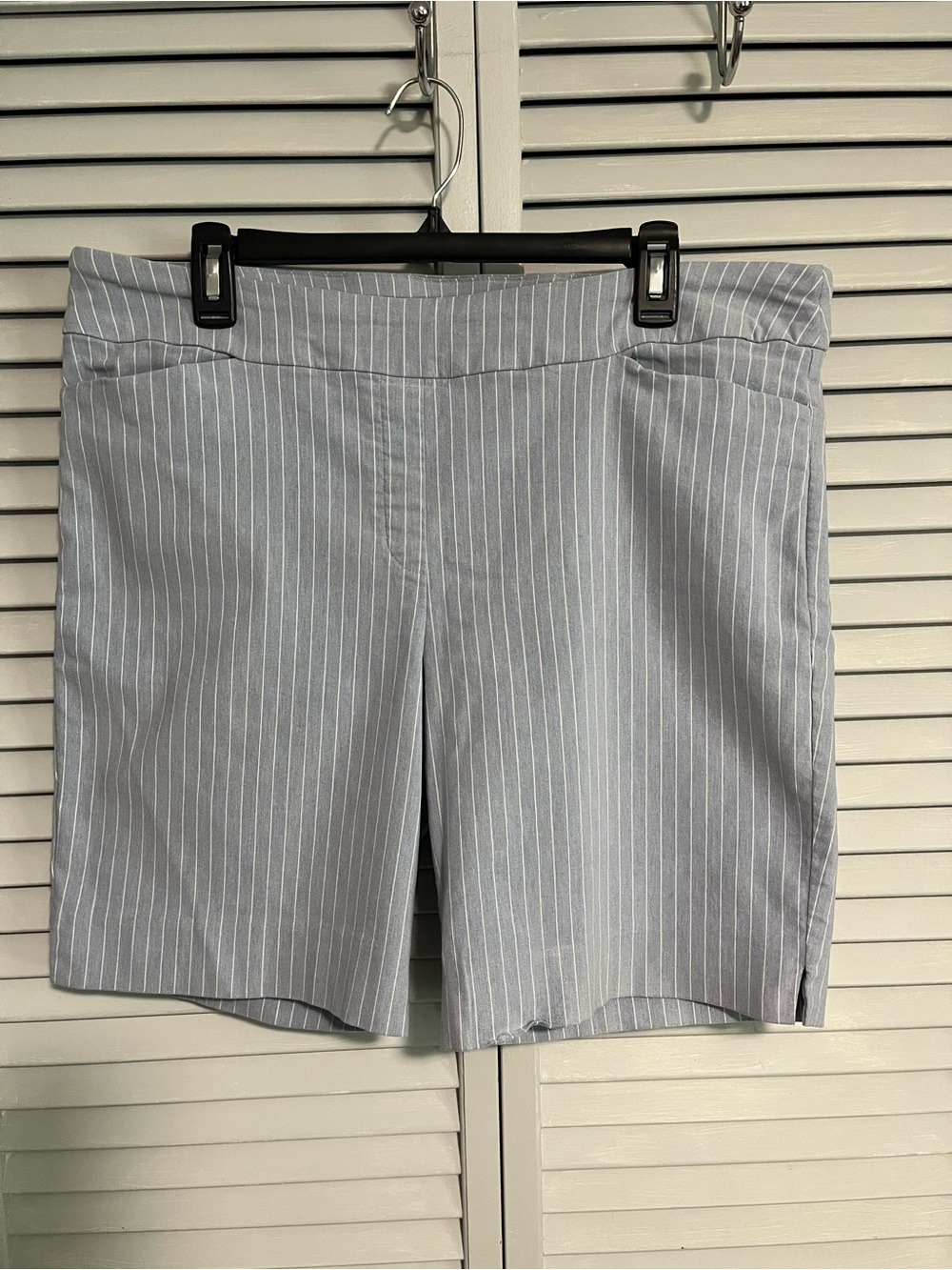 Hilary Radley Blue Pinstripe Bermuda Shorts